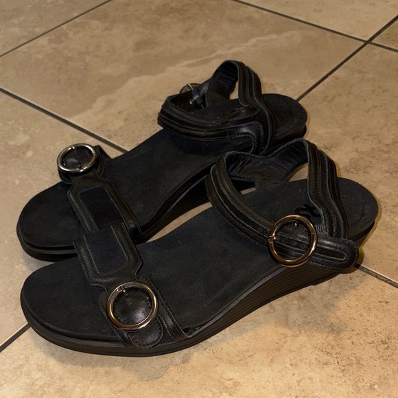 SAS Seight Black Wedge Sandals Size 10M - Picture 8 of 9